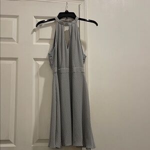 Express Gray Polka Dot Halter Dress